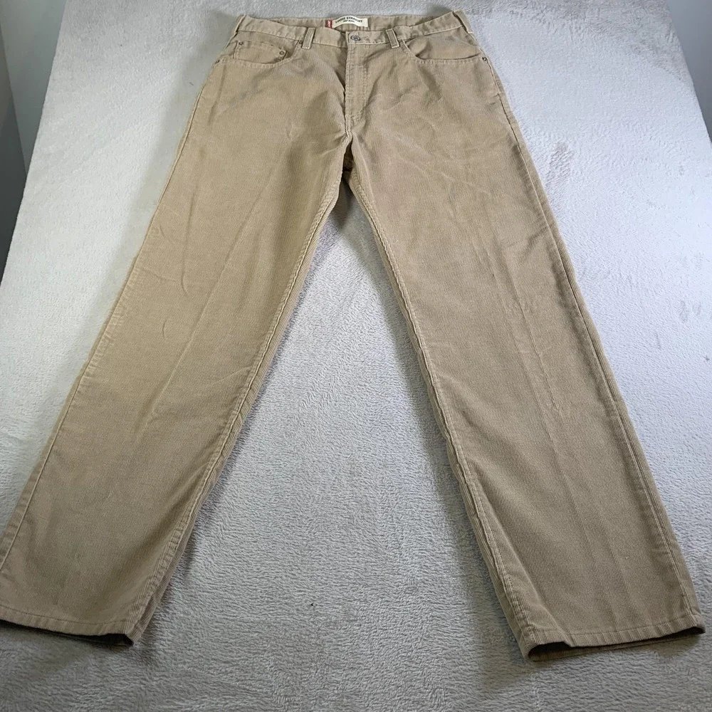 Vintage Levis 569 Jeans Mens 36x34 Beige Loose Straight Corduroy‎ Pants Cords